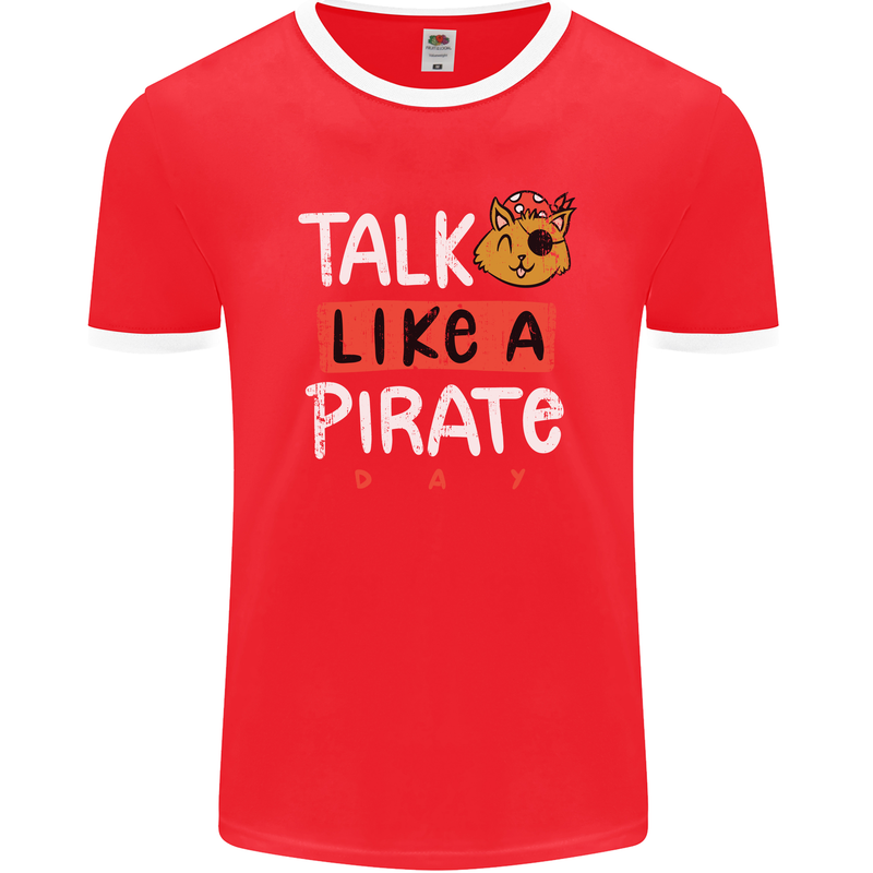 Talk Like a Pirate Day Mens Ringer T-Shirt FotL Red/White