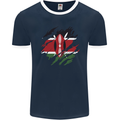 Torn Kenya Flag Kenyan Day Football Mens Ringer T-Shirt FotL Navy Blue/White