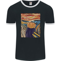 Pumpkin Scream Painting Halloween Mens Ringer T-Shirt FotL Black/White