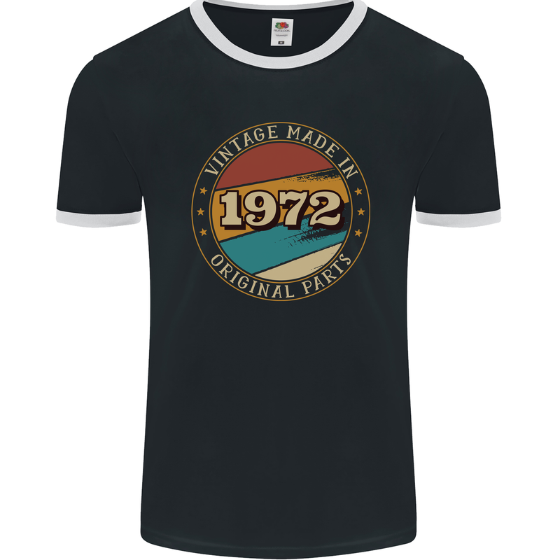51st Birthday  Vintage Made In 1972 Mens Ringer T-Shirt FotL Black/White