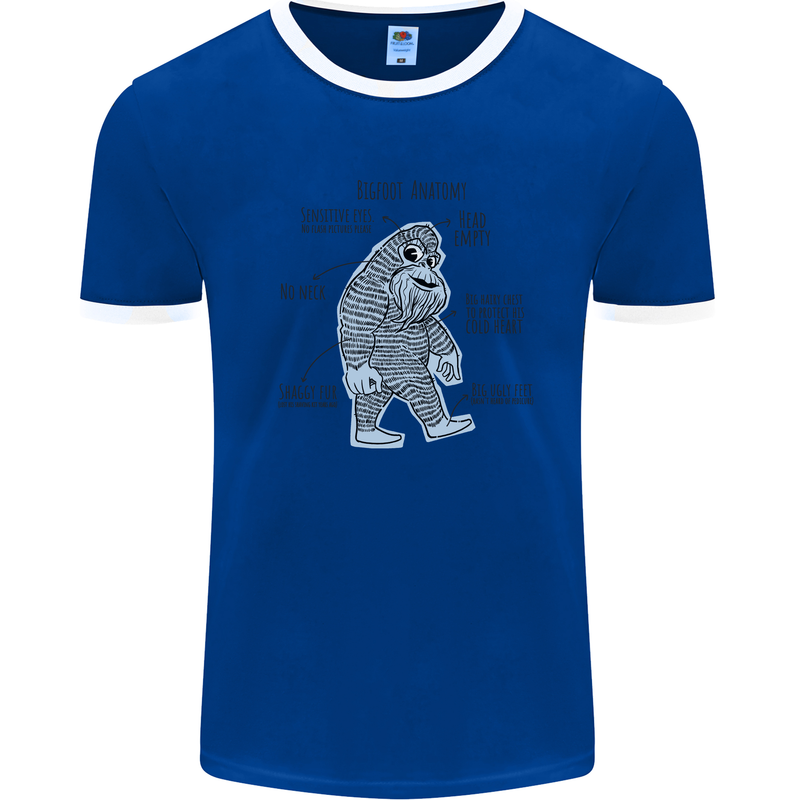 The Anatomy of Bigfoot Mens Ringer T-Shirt Royal Blue/White