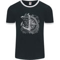 Sailing Compass Anchor Sailor Boat Yacht Mens Ringer T-Shirt FotL Black/White