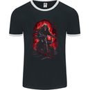 Skull Biker Motorcycle Motorbike Grim Reaper 14 Mens Ringer T-Shirt FotL Black/White