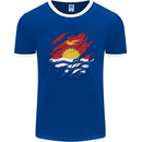 Torn Kiribati Flag Day Football Mens Ringer T-Shirt FotL Royal Blue/White