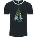 Christmas Scooter Xmas MOD Moped Mens Ringer T-Shirt FotL Black/White