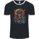An Oriental Samurai Skull MMA Martial Arts Mens Ringer T-Shirt FotL Black/White