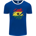 Torn Ghana Flag Ghanaian Day Football Mens Ringer T-Shirt FotL Royal Blue/White