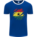 Torn Ghana Flag Ghanaian Day Football Mens Ringer T-Shirt FotL Royal Blue/White