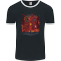 Three Headed Dragon Fantasy Mens Ringer T-Shirt FotL Black/White