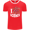 I Love Science Physics Chemistry Biology Nerd Mens Ringer T-Shirt FotL Red/White