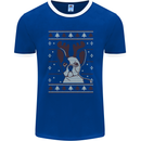 A Funny Christmas Pug Mens Ringer T-Shirt FotL Royal Blue/White