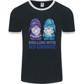 Chilling With My Gnomie Funny Gnomes Mens Ringer T-Shirt FotL Black/White