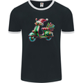 Scooter Christmas Hat MOD Moped Xmas Mens Ringer T-Shirt FotL Black/White