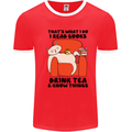 I Drink Tea and Know Things Funny Cat Mens Ringer T-Shirt Red/White