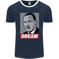 Dream Martin Luther King Black Lives Matter Mens Ringer T-Shirt FotL Navy Blue/White