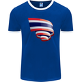 Curled Thailand Flag Thai Day Football Mens Ringer T-Shirt FotL Royal Blue/White