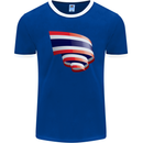 Curled Thailand Flag Thai Day Football Mens Ringer T-Shirt FotL Royal Blue/White
