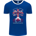 British Grown Canadian Roots Canada Flag Mens Ringer T-Shirt FotL Royal Blue/White