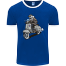 Scooter Skull Motorcycle Biker MOD Mens Ringer T-Shirt FotL Royal Blue/White