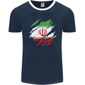 Torn Iran Flag Iranian Day Football Mens Ringer T-Shirt FotL Navy Blue/White