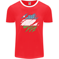 Torn Uzbekistan Flag Ukbek Day Football Mens Ringer T-Shirt FotL Red/White