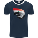 Curled Syria Flag Syrian Day Football Mens Ringer T-Shirt FotL Navy Blue/White