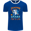 Teacher Shark Funny Teaching Halloween Mens Ringer T-Shirt FotL Royal Blue/White