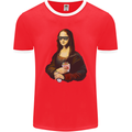 Kebab Mona Lisa Funny Food Mens Ringer T-Shirt FotL Red/White