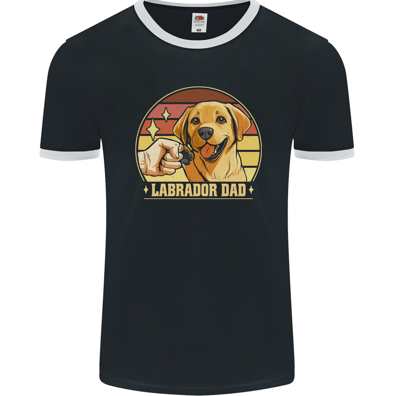 Labrador Dad Funny Fathers Day Dog Mens Ringer T-Shirt FotL Black/White