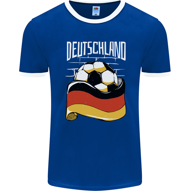 Deutschland Football German Germany Soccer Mens Ringer T-Shirt FotL Royal Blue/White