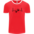 Lizard ECG Gekko Pulse Bearded Dragon Mens Ringer T-Shirt Red/White