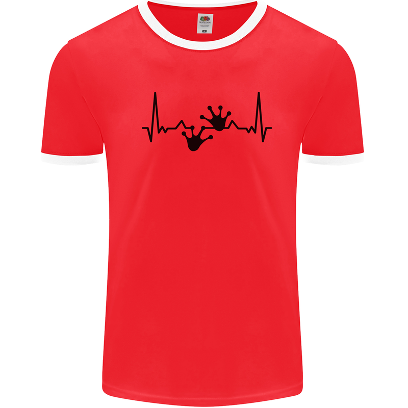 Lizard ECG Gekko Pulse Bearded Dragon Mens Ringer T-Shirt Red/White