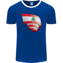 Curled Lebanon Flag Lebanese Day Football Mens Ringer T-Shirt FotL Royal Blue/White