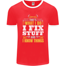 I Fix Stuff Funny Electrician Sparky Mechanic Mens Ringer T-Shirt FotL Red/White