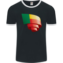 Curled Benin Flag Beninese Day Football Mens Ringer T-Shirt FotL Black/White