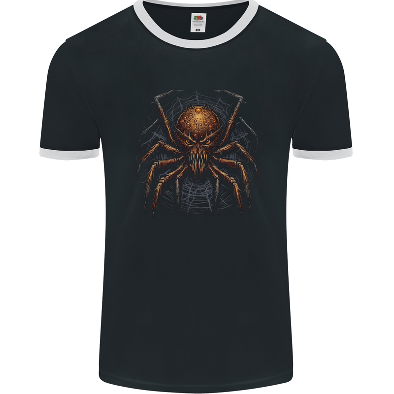 A Demon Spider Halloween Evil Mens Ringer T-Shirt FotL Black/White
