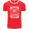 First 60 Years of Childhood Funny 60th Birthday Mens Ringer T-Shirt FotL Red/White