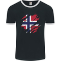 Torn Norway Flag Norwegian Day Football Mens Ringer T-Shirt FotL Black/White