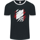 Torn Peru Flag Peruvian Day Football Mens Ringer T-Shirt FotL Black/White