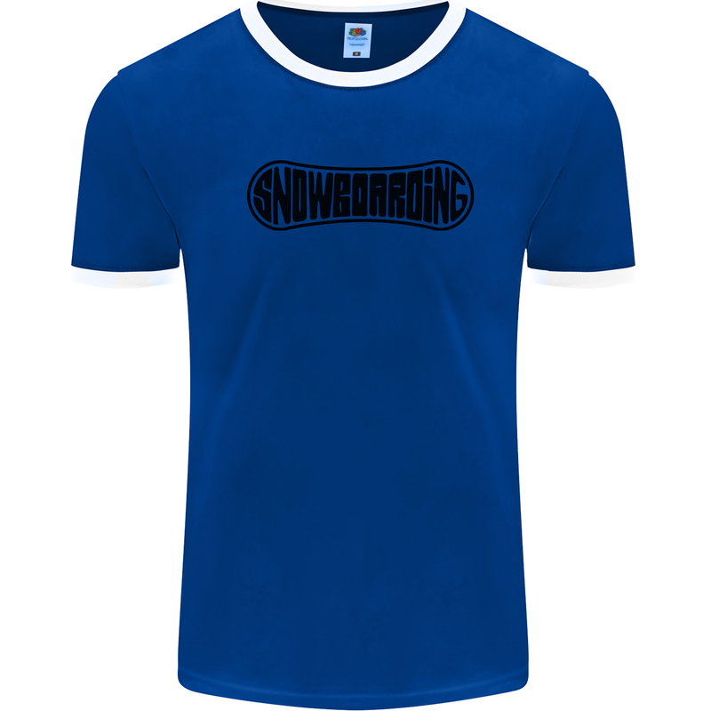 Snowboarding Snow Board Snowboarder Mens Ringer T-Shirt Royal Blue/White