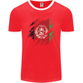 Torn Afghanistan Flag Afghan Day Football Mens Ringer T-Shirt FotL Red/White