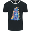 A Colourful Border Collie Dog Mens Ringer T-Shirt FotL Black/White