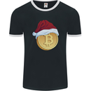 Christmas Bitcoin Wearing a Christmas Hat Crypto Mens Ringer T-Shirt FotL Black/White