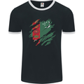 Torn Turkmenistan Flag The Turkmen Day Football Mens Ringer T-Shirt FotL Black/White