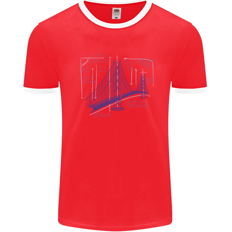 Bridge Equation Physics Maths Geek Mens Ringer T-Shirt Red/White