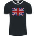 Mosaic Union Jack Flag Great Britain UK Mens Ringer T-Shirt FotL Black/White