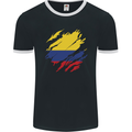 Torn Columbia Flag Columbian Day Football Mens Ringer T-Shirt FotL Black/White