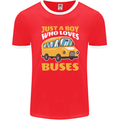 Just a Boy Who Loves Buses Bus Driver Mens Ringer T-Shirt FotL Red/White