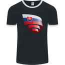 Curled Slovakia Flag Slovakia Day Football Mens Ringer T-Shirt FotL Black/White