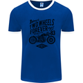 Two Wheels Forever Motorcycle Cafe Racer Mens Ringer T-Shirt Royal Blue/White